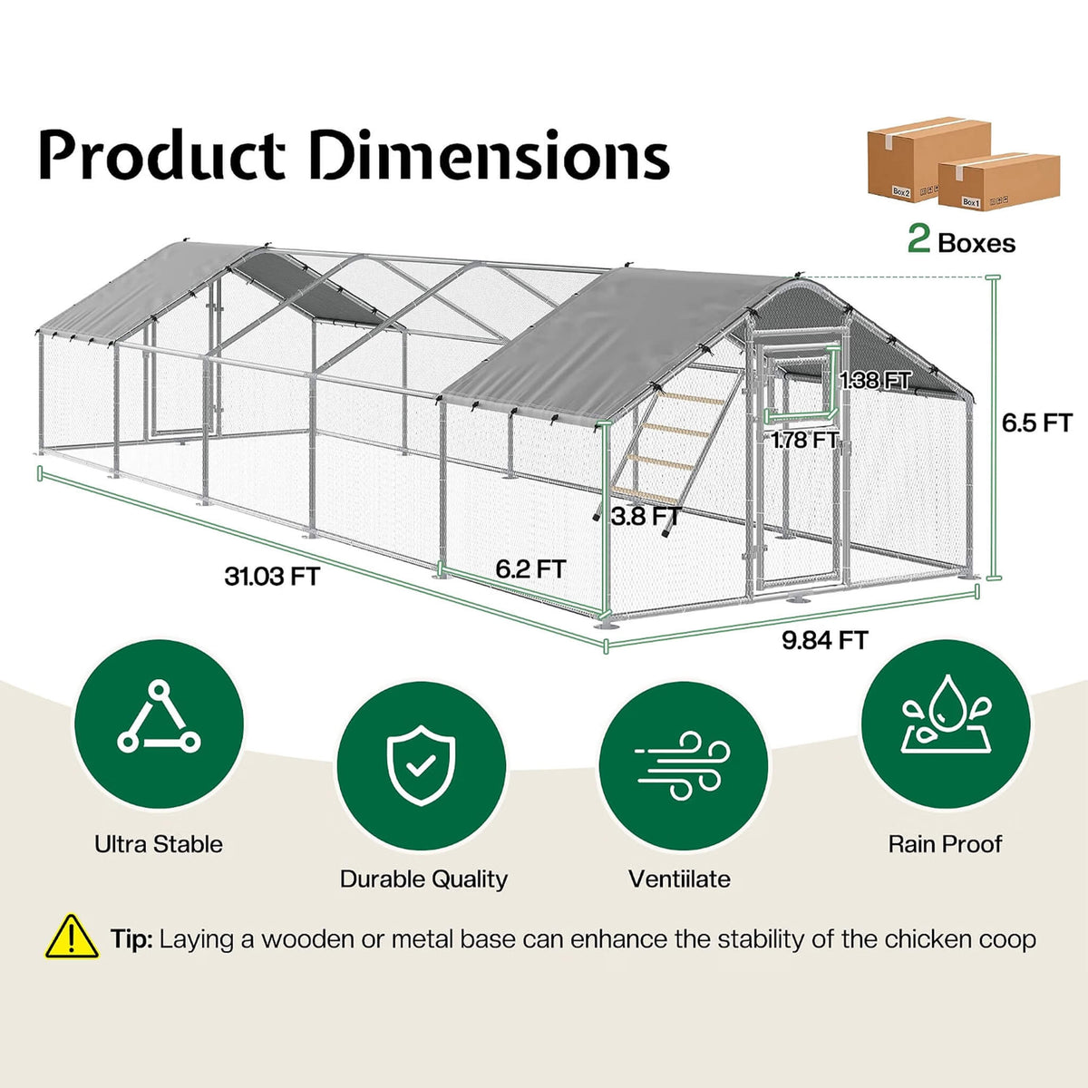 Extra-Large Walk-In Chicken Coop With Spire Roof (SAK84163)
