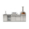 112-Inch 4-Burner 108K BTU Outdoor Kitchen Island With Pizza Oven, Rotisserie & Refrigerator (SAK94565)