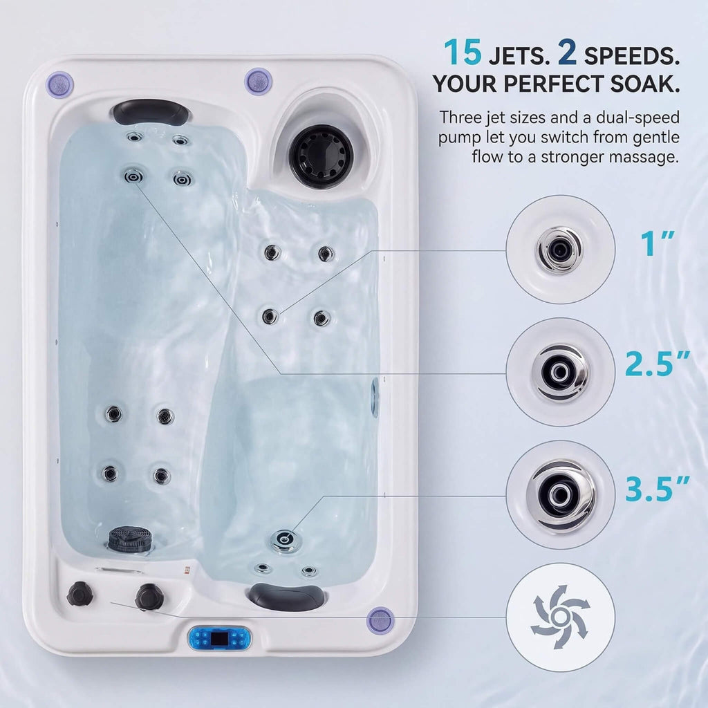 Aeris 2-Person Outdoor Hot Tub With 15 Hydro Jets And LED Lights (SAK15849)