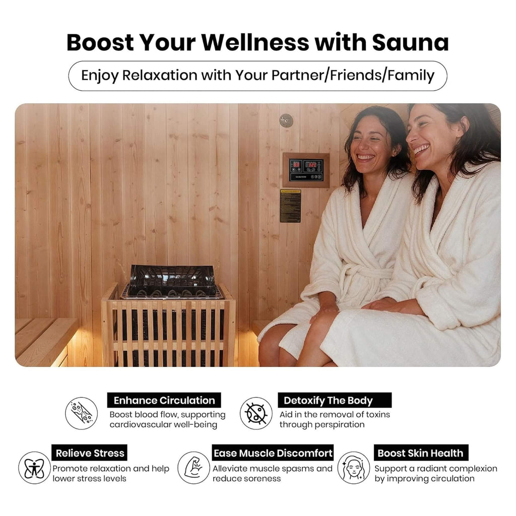 Varenna 6-Person Outdoor Traditional Carbonized Spruce Barrel Sauna (SAK14672)