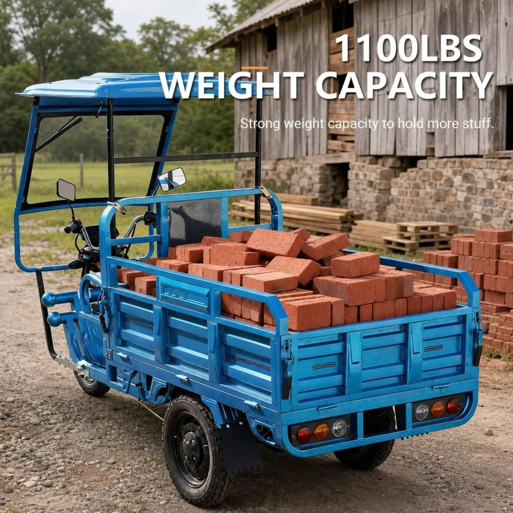 Heavy-Duty 1000W Electric Cargo Tricycle With Canopy (SAK12863)