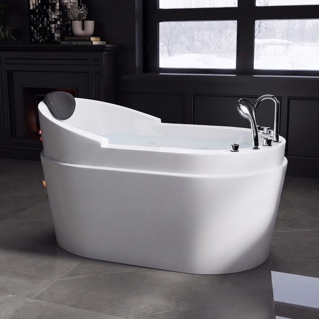 Aqualis Large Premium Acrylic Whirlpool Tub With Air Jets Pillow And Seat (SAK17326)