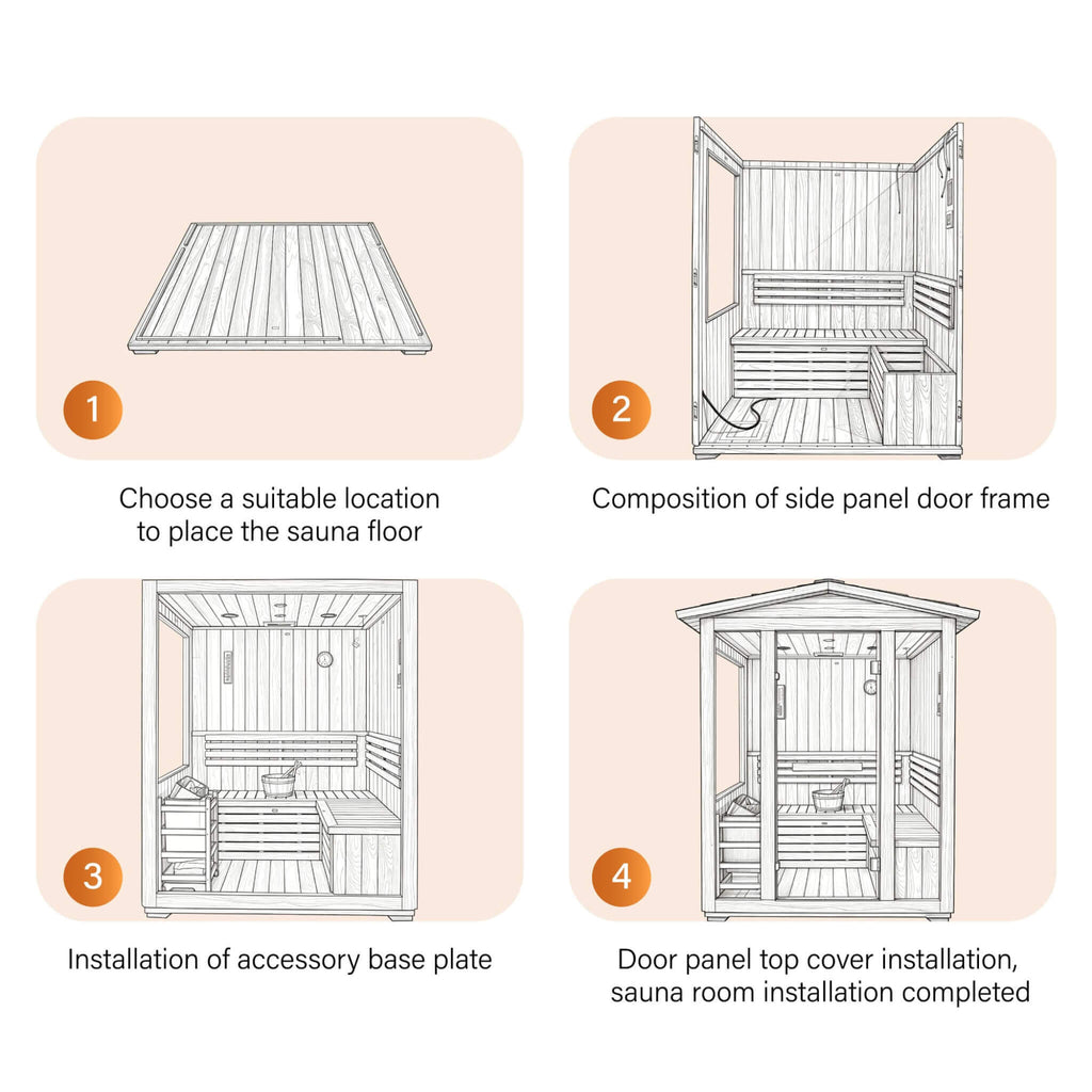 Solenne Outdoor 4-Person Traditional Cedar Steam Sauna With Sauna Heater (SAK71390)