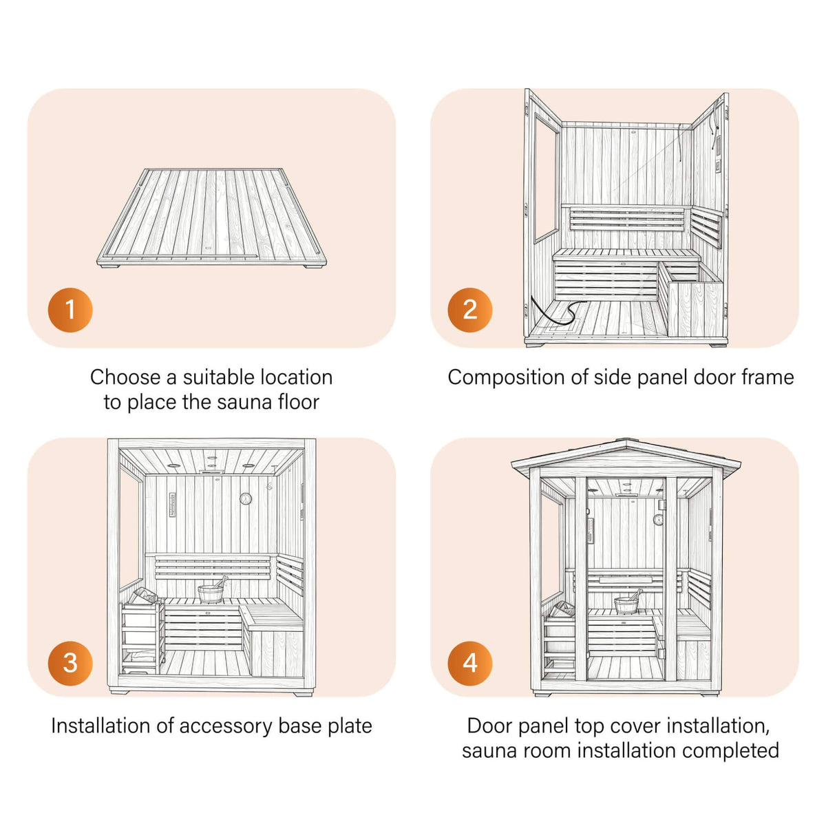Solenne Outdoor 4-Person Traditional Cedar Steam Sauna With Sauna Heater (SAK71390)